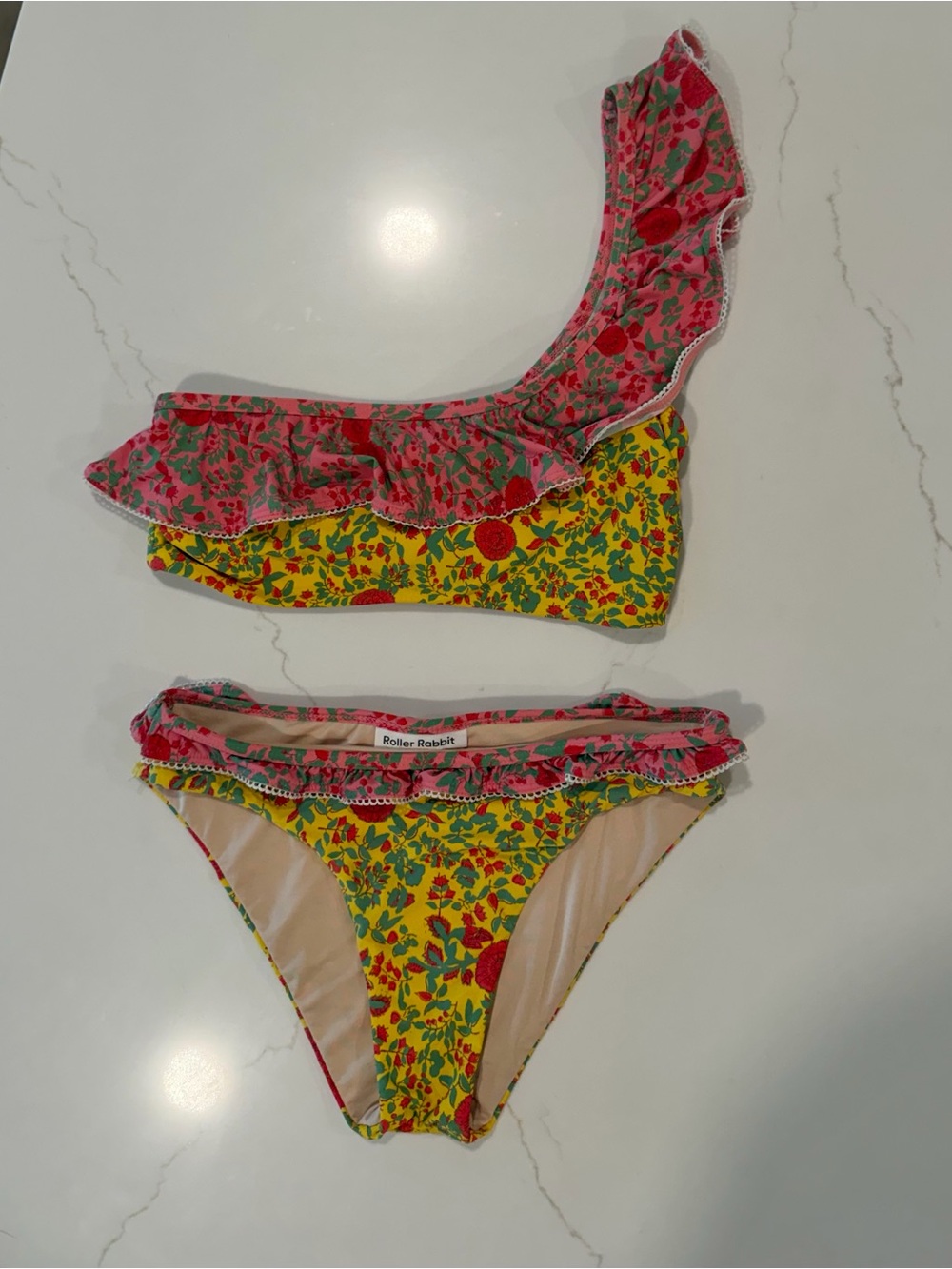 Roller Rabbit Yellow Floral Ruffle Bikini